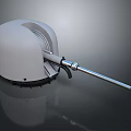 Military Artillery Weapon With White Rounded Main Body Silver Extended Barrel And Black Base Details