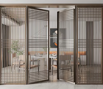 New Chinese style double door double door partition 3d model