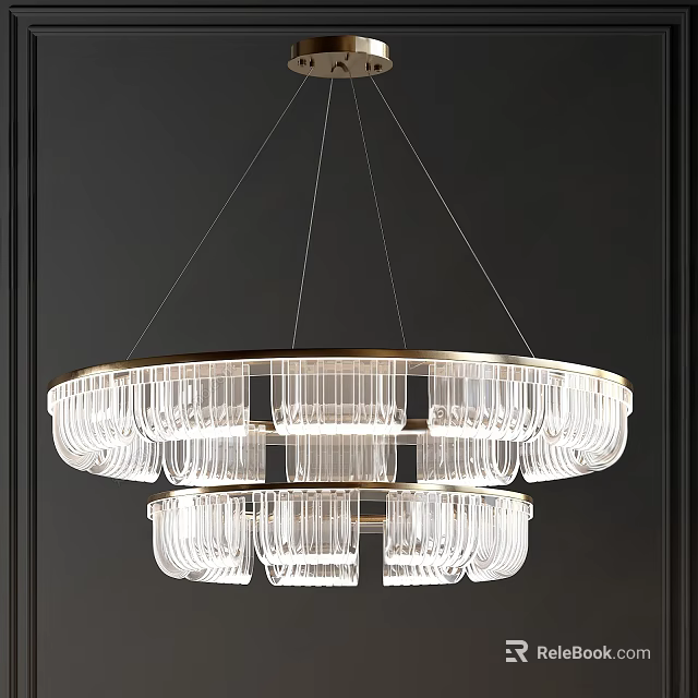 Elegant Modern Crystal Chandelier With Gold Frame And Multi Layer Round Design 3d model