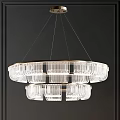 Elegant Modern Crystal Chandelier With Gold Frame And Multi Layer Round Design 3d model
