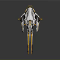 Futuristic Mechanical Weapon Design With White Yellow Sleek Structure And Reflective Surface 3d model