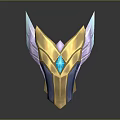 Ornate Golden Helmet With Blue Gem And Purple Winged Design For Cosplay
