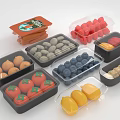 Assorted Fresh Fruits in Transparent Plastic Containers With Strawberries Blueberries Lemons and Oranges