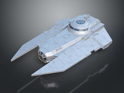 Futuristic Sci Fi Spaceship 3D Model With Silver Gray Exterior And Streamlined Wings 3d model