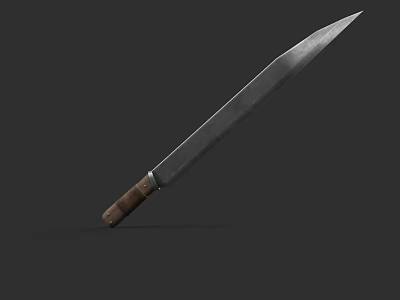Long Blade Weapon With Wooden Handle And Sharp Metal Edge Design 3d model