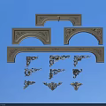 Ornamental Decorative Components With Carved Arched Shapes And Intricate Corner Patterns 3d model