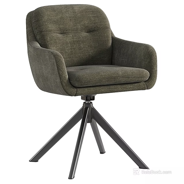 Modern Upholstered Single Chair With Armrests And Tripod Metal Base 3d model 