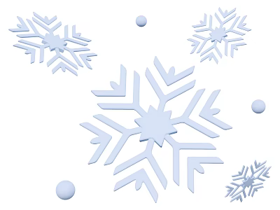 White Snowflake Decorative Ornament Set With Small Balls For Home Decoration 3d model
