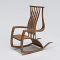 Wooden Rocking Chair With Modern Design Curved Armrests Slatted Backrest And Ergonomic Structure