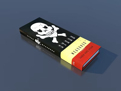 Black Cover Book With White Skull And Crossbones Yellow Red Spine And Memento Mori 3d model