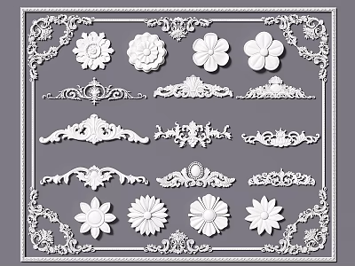 European-style Carved Corner Gypsum Carved Wall Corner Flower 3d model