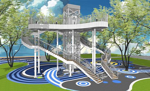 Modern Observation Deck Landscape Sightseeing Elevator Observation Deck Observation Tower Observation Platform Plank Road 3d model