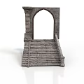 Ancient Stone Archway And Stairs Architectural Structure With Decorative Pillars And Stone Steps