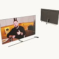 Smart TV Ultra Thin Design With HD Kitchen Scene Display And Metal Stand Front Back View