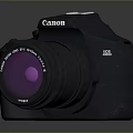 Canon Camera As Electronic Appliance With Black Body And Purple Lens Reflection