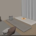 Minimalist Tatami Room Interior With Sunlight Wooden Floor Pillows And Mats