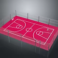 Durable Red Basketball Court Surface Commercial Equipment with Outdoor Metal Fence Enclosure