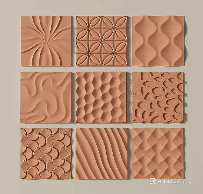 Decorative Wall Panels with Various Textured Pattern Designs for Home Interior Decor 3d model