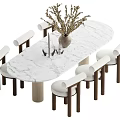 Middle style dining table and chair combination 3d model