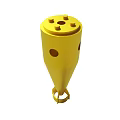 Yellow Conical Object With Orange Holes And Base Stand Structure