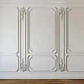 Elegant White Wall Panel Interior With Decorative Lines And Carved Details