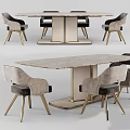 Modern Dining Table Set With Marble Top And Upholstered Metal Leg Chairs