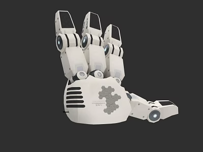 Detailed White Mechanical Robot Hand With Gear Logo For Sci Fi Gaming Cinematic Character 3d model