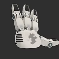 Detailed White Mechanical Robot Hand With Gear Logo For Sci Fi Gaming Cinematic Character