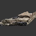 Wood and Stone Natural Decorative Piece with Stacked Irregular Stone Blocks and Varied Colors