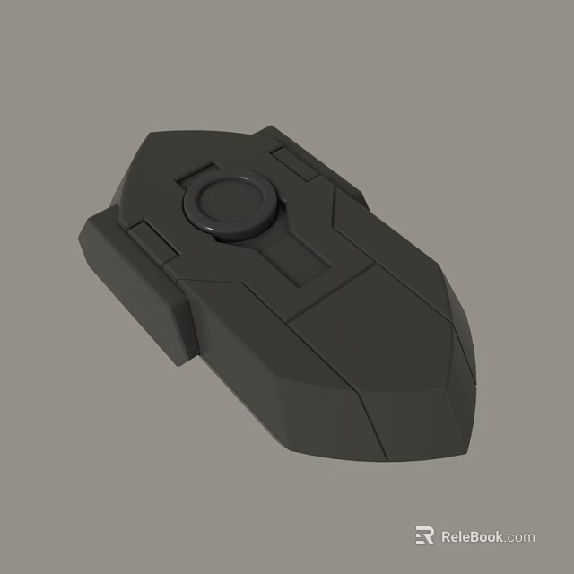 Black Mechanical Part 3D Model With Geometric Design And Circular Button 3d model