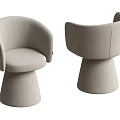 Modern Beige Upholstered Leisure Chair With Curved Backrest And Round Base
