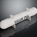 White Cylindrical Diesel Fuel Tank with Supports and Industrial Design