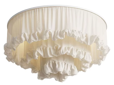 Layered Ruffled White Fabric Chandelier With Elegant Soft Textured Design Details 3d model