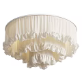 Layered Ruffled White Fabric Chandelier With Elegant Soft Textured Design Details
