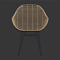 Stylish Rattan Weave Leisure Chair With Modern Minimalist Black Metal Legs