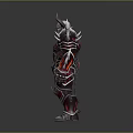 Fantasy Armored Warrior With Spiked Red And Black Armor Horned Helmet And Mythical Design