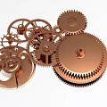 Industrial Equipment With Golden Interconnected Gears And Mechanical Components