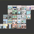 Colorful Stacked Hexagonal Room Models Featuring Various Interior Designs And 3D Structure