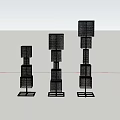 Commercial Equipment Grid Cube Stacked Tower With Lighting In Dusk Sky