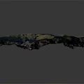 Landscape Design With 3D Terrain Green Vegetation Mountain Hills And Natural Water Elements