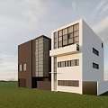 Modern White and Brown Residential Buildings With Large Windows Contemporary Design Green Lawn