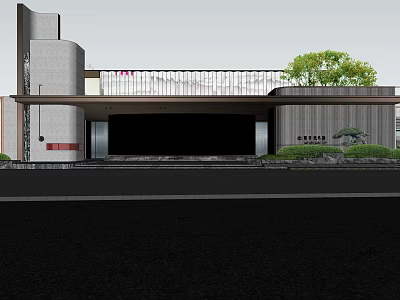 Modern Garden Landscape Design With Architectural Structures And Green Vegetation 3d model
