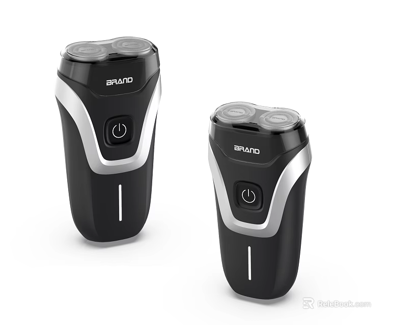 Bathroom Accessories Two Black Silver Electric Shavers With Double Blade Heads And Modern Design 3d model 