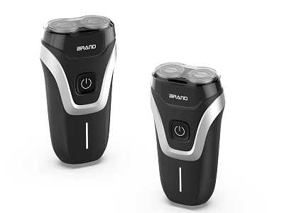 Bathroom Accessories Two Black Silver Electric Shavers With Double Blade Heads And Modern Design 3d model