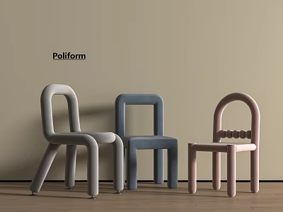 Modern Rounded Children's Chairs In Soft Pastel Colors For Kids Room Decor 3d model