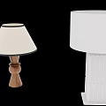 Classic Design Table Lamp With Round Layered Wooden Base And Beige Fabric Shade Black Trim