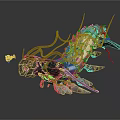 Game Movie Character Mechanical Flaming Mythical Creature With Glowing Orange Red Accents And Spiked Armor