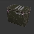 Green Military Style Storage Box With Metal Latches Blue Stripe And Label