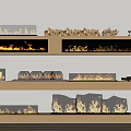 Modern Fireplace Interior Design With Built in Units And Realistic Flame Effects 3d model