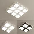 Modern Geometric Square Ceiling Lights Featuring White Black Frames Bright Ambient Lighting 3d model